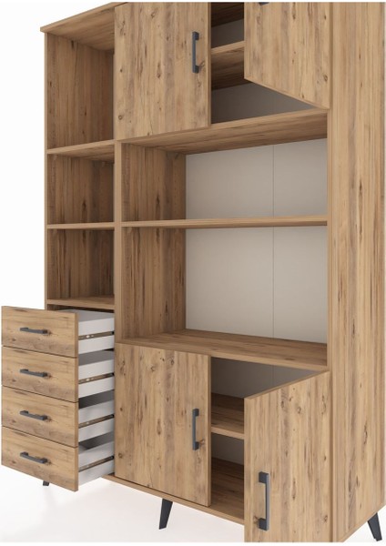 Hyperion Dolap 8 Raflı 4 Çekmeceli 4 Kapaklı 132X44X195 Çam-Çam/çam fırsatları