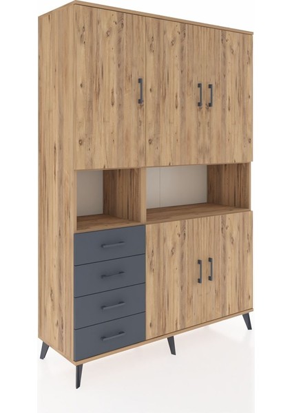 Hyperion Dolap 7 Raflı 4 Çekmeceli 5 Kapaklı 132X44X195 Çam-Çam/antrasit fiyatları