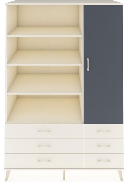 Kronos Dolap 8 Raflı 6 Çekmeceli Tek Kapaklı 132X59X195 Aytaşı-Antrasit/aytaşı