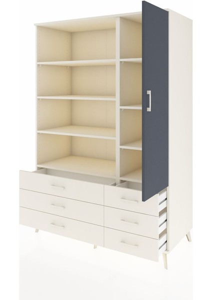 Kronos Dolap 8 Raflı 6 Çekmeceli Tek Kapaklı 132X59X195 Aytaşı-Antrasit/aytaşı modelleri