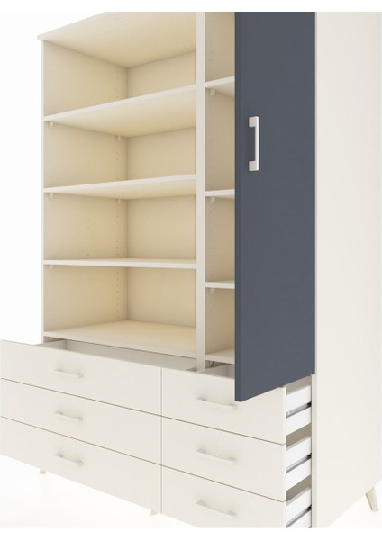 Kronos Dolap 8 Raflı 6 Çekmeceli Tek Kapaklı 132X59X195 Aytaşı-Antrasit/aytaşı fırsatları