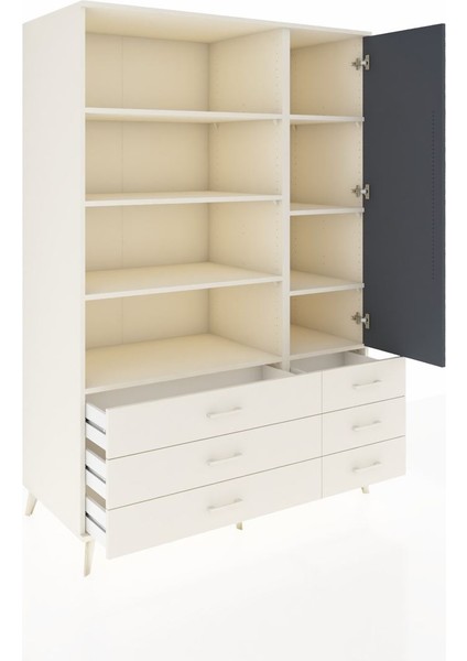 Kronos Dolap 8 Raflı 6 Çekmeceli Tek Kapaklı 132X59X195 Aytaşı-Antrasit/aytaşı indirimleri