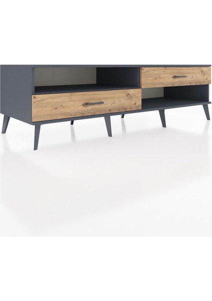 Kronos Tv Ünitesi Tek Raflı 2 Çekmeceli 176X59X51 Antrasit-Antrasit/çam fiyatları