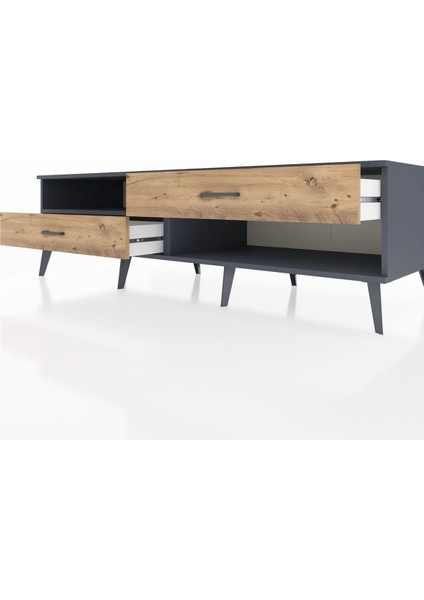 Kronos Tv Ünitesi Tek Raflı 2 Çekmeceli 176X59X51 Antrasit-Antrasit/çam fırsatları