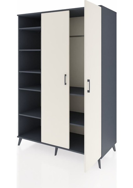 Kronos Dolap 7 Raflı 2 Kapaklı Tek Askılı 132X59X195 Antrasit-Aytaşı/antrasit modelleri