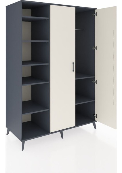 Kronos Dolap 7 Raflı 2 Kapaklı Tek Askılı 132X59X195 Antrasit-Aytaşı/antrasit indirimleri