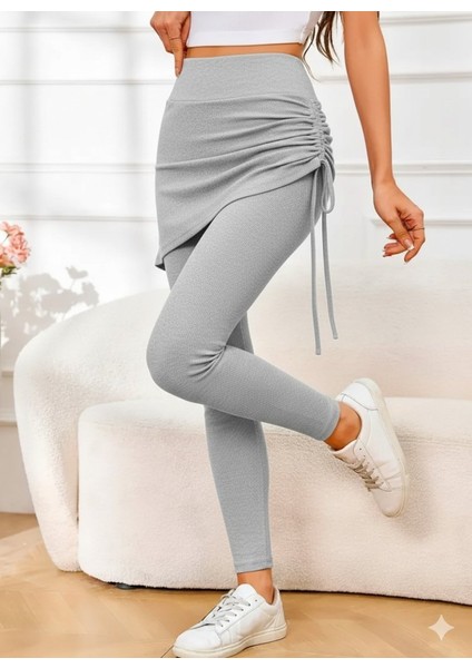 Kadın Yüksek Bel Yandan Büzgülü Alttan Uzun Kaşkorse Tayt Etek