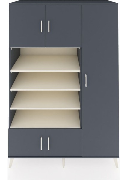 Kronos Dolap 11 Raflı 5 Kapaklı 132X59X195 Antrasit-Antrasit/aytaşı