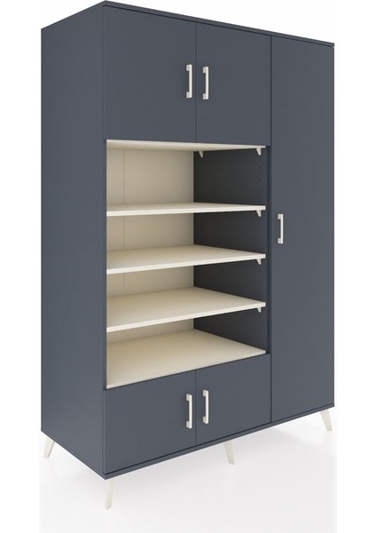 Kronos Dolap 11 Raflı 5 Kapaklı 132X59X195 Antrasit-Antrasit/aytaşı fiyatları