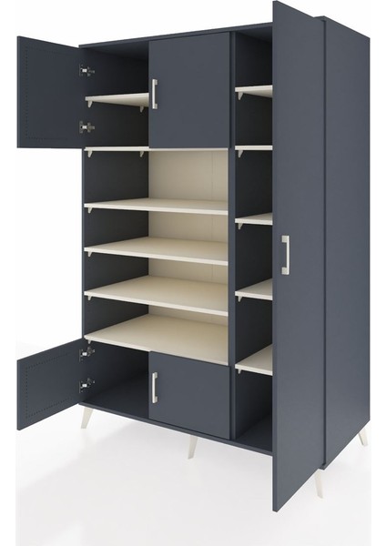 Kronos Dolap 11 Raflı 5 Kapaklı 132X59X195 Antrasit-Antrasit/aytaşı modelleri