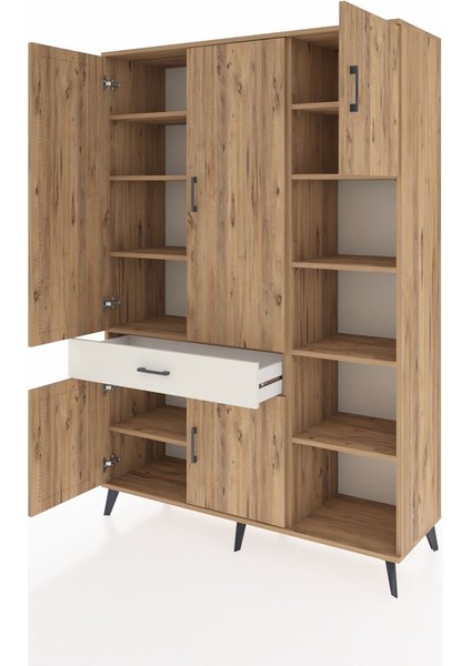 Hyperion Dolap 10 Raflı Tek Çekmeceli 5 Kapaklı 132X44X195 Çam-Çam/aytaşı modelleri
