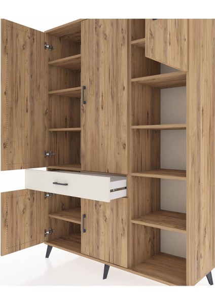 Hyperion Dolap 10 Raflı Tek Çekmeceli 5 Kapaklı 132X44X195 Çam-Çam/aytaşı fırsatları