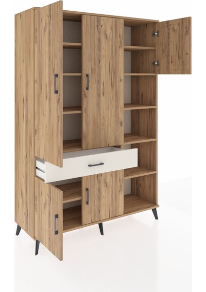 Hyperion Dolap 10 Raflı Tek Çekmeceli 5 Kapaklı 132X44X195 Çam-Çam/aytaşı indirimleri