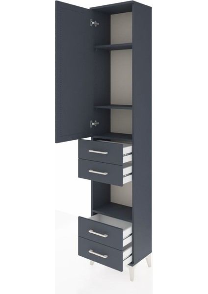 Arges Dolap 4 Raflı 4 Çekmeceli Tek Kapaklı 44X30X221 Antrasit-Antrasit fırsatları