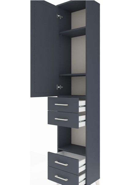 Arges Dolap 4 Raflı 4 Çekmeceli Tek Kapaklı 44X30X221 Antrasit-Antrasit indirimleri