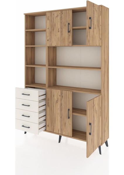 Arges Dolap 9 Raflı 4 Çekmeceli 4 Kapaklı 132X30X195 Çam-Çam/aytaşı modelleri