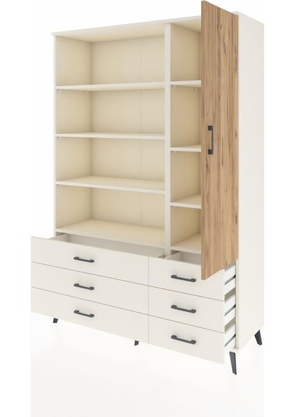 Hyperion Dolap 8 Raflı 6 Çekmeceli Tek Kapaklı 132X44X195 Aytaşı-Çam/aytaşı modelleri
