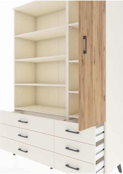 Hyperion Dolap 8 Raflı 6 Çekmeceli Tek Kapaklı 132X44X195 Aytaşı-Çam/aytaşı fırsatları