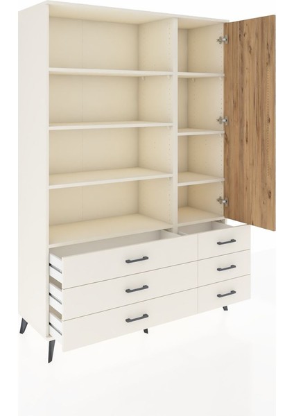 Hyperion Dolap 8 Raflı 6 Çekmeceli Tek Kapaklı 132X44X195 Aytaşı-Çam/aytaşı indirimleri