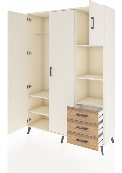 Hyperion Dolap 5 Raflı 3 Çekmeceli Tek Askılı 132X44X195 Aytaşı-Aytaşı/çam modelleri