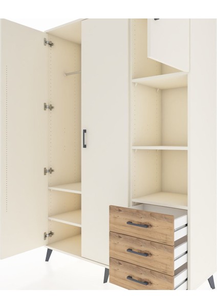 Hyperion Dolap 5 Raflı 3 Çekmeceli Tek Askılı 132X44X195 Aytaşı-Aytaşı/çam fırsatları