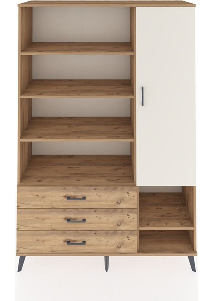 Hyperion Dolap 9 Raflı 3 Çekmeceli Tek Kapaklı 132X44X195 Çam-Aytaşı/çam