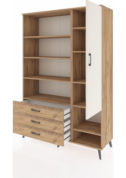 Hyperion Dolap 9 Raflı 3 Çekmeceli Tek Kapaklı 132X44X195 Çam-Aytaşı/çam modelleri