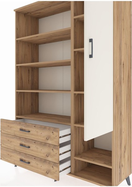 Hyperion Dolap 9 Raflı 3 Çekmeceli Tek Kapaklı 132X44X195 Çam-Aytaşı/çam fırsatları