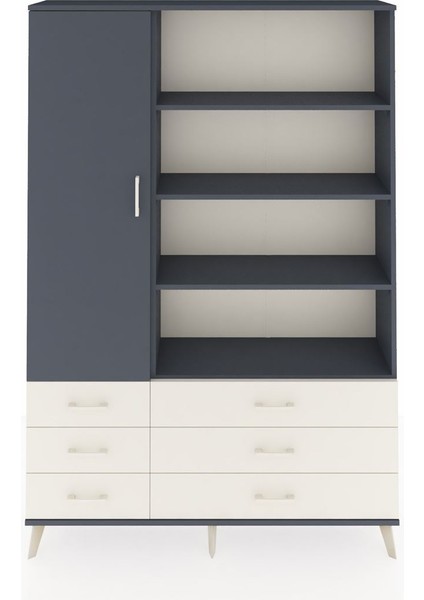 Arges Dolap 8 Raflı 6 Çekmeceli Tek Kapaklı 132X30X195 Antrasit-Antrasit/aytaşı