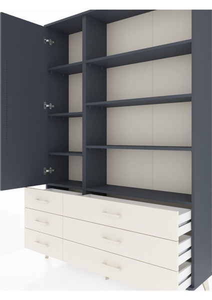 Arges Dolap 8 Raflı 6 Çekmeceli Tek Kapaklı 132X30X195 Antrasit-Antrasit/aytaşı fırsatları