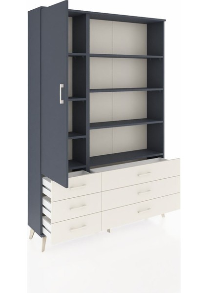 Arges Dolap 8 Raflı 6 Çekmeceli Tek Kapaklı 132X30X195 Antrasit-Antrasit/aytaşı indirimleri
