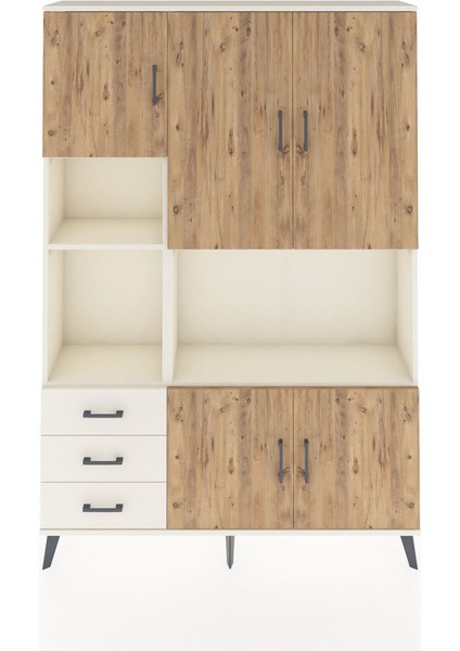 Arges Dolap 9 Raflı 3 Çekmeceli 5 Kapaklı 132X30X195 Aytaşı-Çam/aytaşı