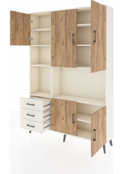 Arges Dolap 9 Raflı 3 Çekmeceli 5 Kapaklı 132X30X195 Aytaşı-Çam/aytaşı modelleri