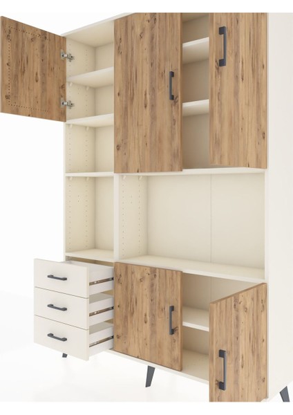 Arges Dolap 9 Raflı 3 Çekmeceli 5 Kapaklı 132X30X195 Aytaşı-Çam/aytaşı fırsatları