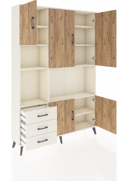 Arges Dolap 9 Raflı 3 Çekmeceli 5 Kapaklı 132X30X195 Aytaşı-Çam/aytaşı indirimleri