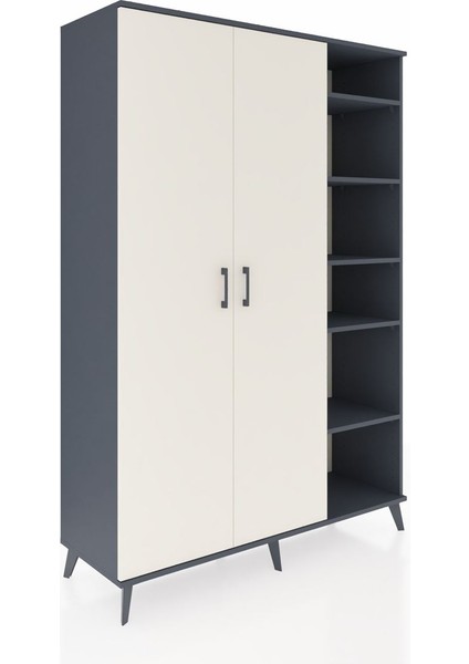 Hyperion Dolap 7 Raflı 2 Kapaklı Tek Askılı 132X44X195 Antrasit-Aytaşı/çam fiyatları
