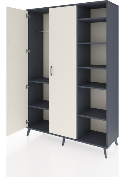 Hyperion Dolap 7 Raflı 2 Kapaklı Tek Askılı 132X44X195 Antrasit-Aytaşı/çam modelleri