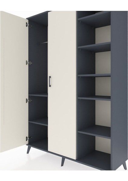 Hyperion Dolap 7 Raflı 2 Kapaklı Tek Askılı 132X44X195 Antrasit-Aytaşı/çam fırsatları