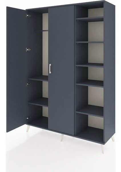 Hyperion Dolap 7 Raflı 2 Kapaklı Tek Askılı 132X44X195 Antrasit-Antrasit/çam modelleri