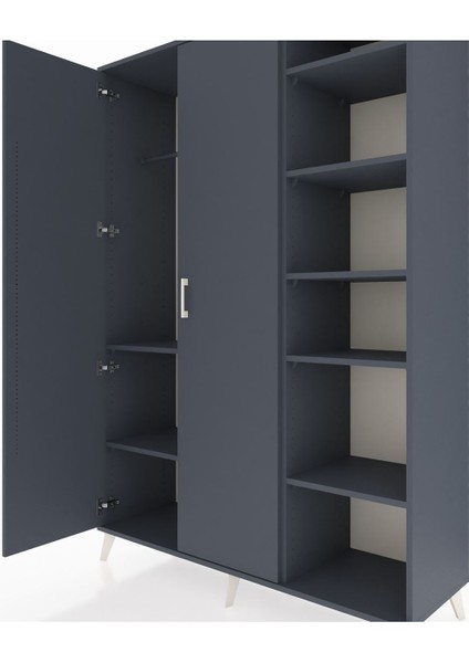 Hyperion Dolap 7 Raflı 2 Kapaklı Tek Askılı 132X44X195 Antrasit-Antrasit/çam fırsatları