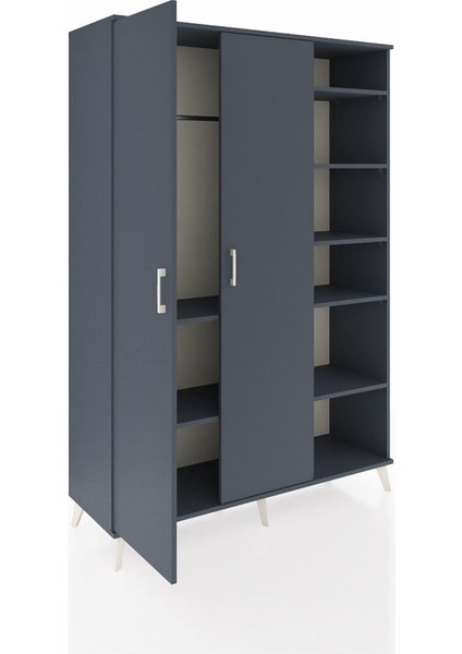 Hyperion Dolap 7 Raflı 2 Kapaklı Tek Askılı 132X44X195 Antrasit-Antrasit/çam indirimleri