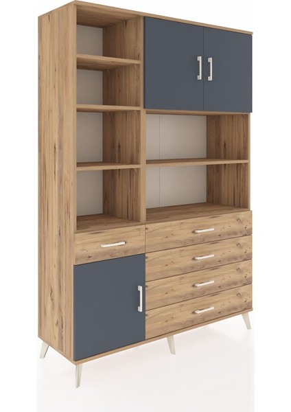 Hyperion Dolap 9 Raflı 5 Çekmeceli 3 Kapaklı 132X44X195 Çam-Antrasit/çam fiyatları
