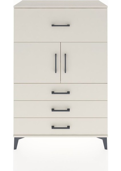 Hyperion Dolap Tek Raflı 4 Çekmeceli 2 Kapaklı 88X44X134 Aytaşı-Aytaşı