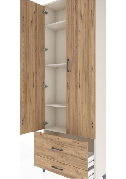 Arges Dolap 4 Raflı 2 Çekmeceli 2 Kapaklı 88X30X243 Aytaşı-Çam indirimleri