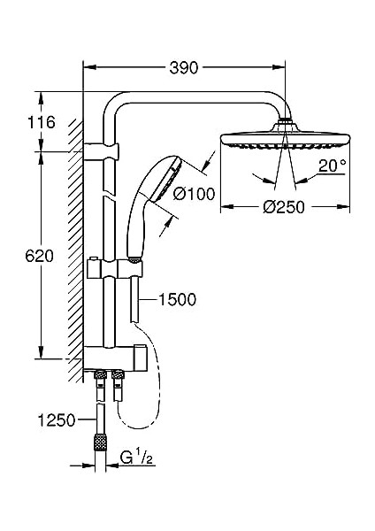 Start 250 Duş Sistemi | Yön Değiştiricili | Duvar Dışı Bağlantılı | Su Tasarruflu | Duş Başlığı | Mat Siyah | 266802430 fiyatları