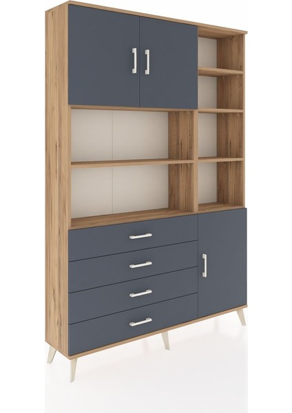 Arges Dolap 9 Raflı 4 Çekmeceli 3 Kapaklı 132X30X195 Çam-Antrasit/antrasit fiyatları