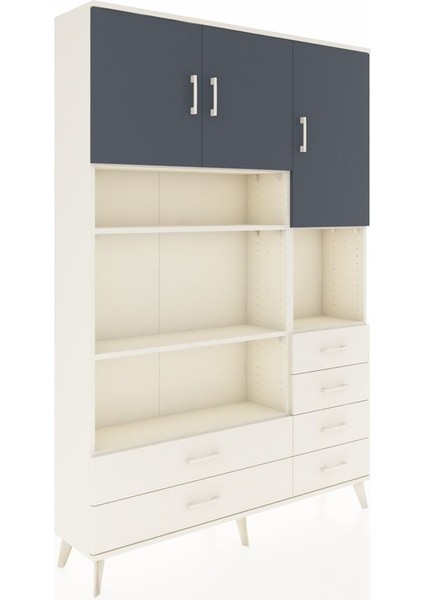 Arges Dolap 9 Raflı 6 Çekmeceli 3 Kapaklı 132X30X195 Aytaşı-Antrasit/aytaşı fiyatları