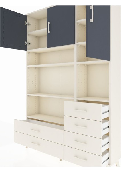 Arges Dolap 9 Raflı 6 Çekmeceli 3 Kapaklı 132X30X195 Aytaşı-Antrasit/aytaşı fırsatları