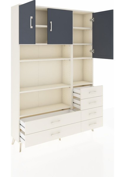 Arges Dolap 9 Raflı 6 Çekmeceli 3 Kapaklı 132X30X195 Aytaşı-Antrasit/aytaşı indirimleri