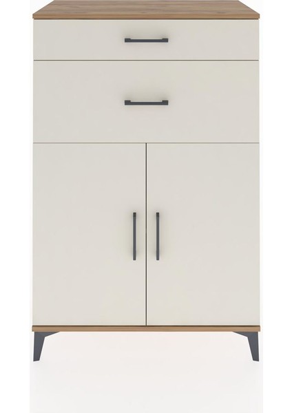 Hyperion Dolap Tek Raflı 2 Çekmeceli 2 Kapaklı 88X44X134 Çam-Aytaşı